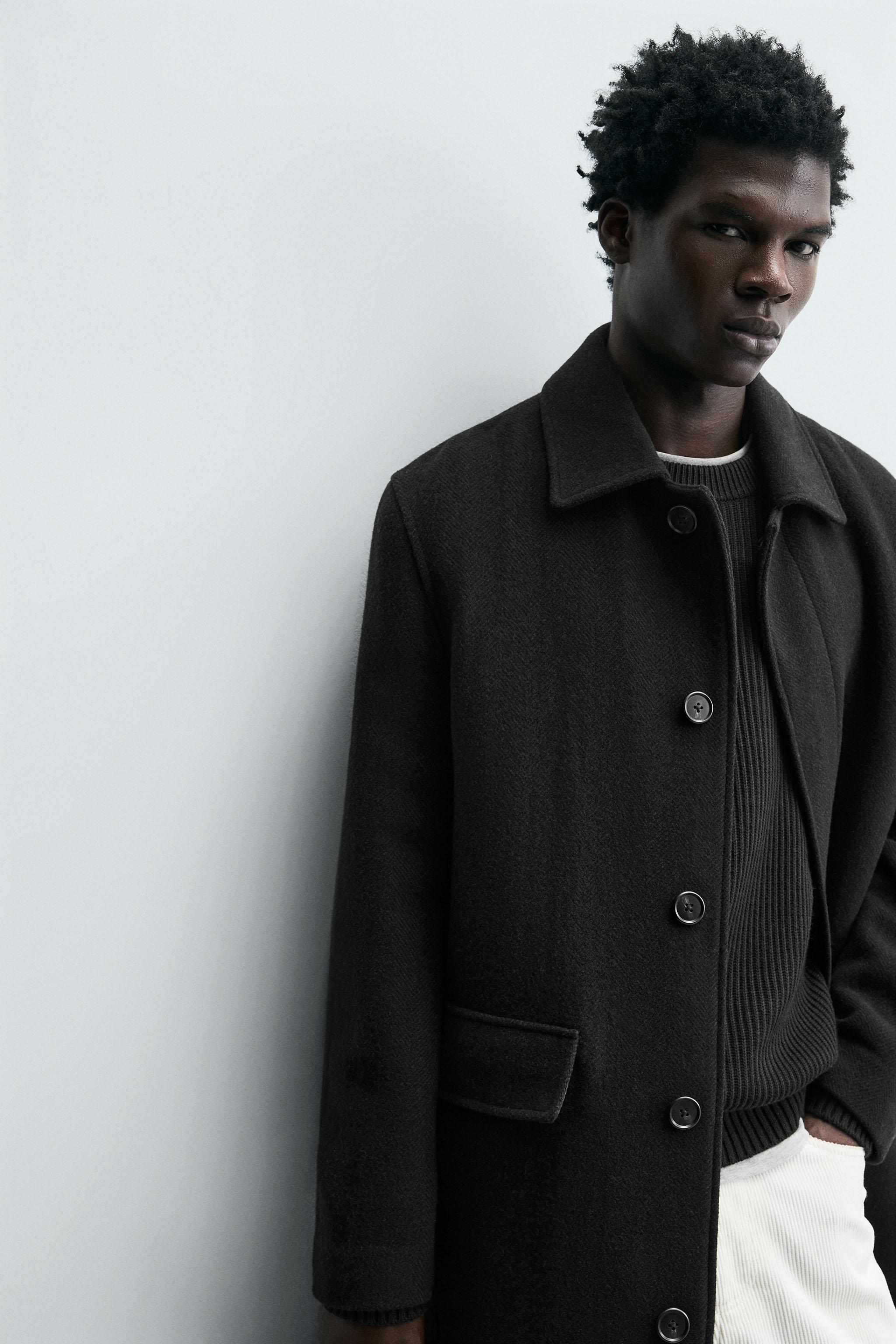 100% WOOL HERRINGBONE COAT